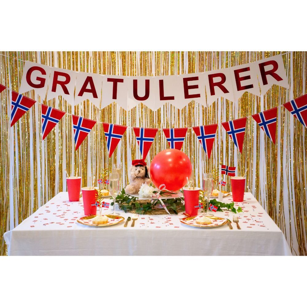 Flaggbanner – Gratulerer (3,6 meter) - Hilles.no