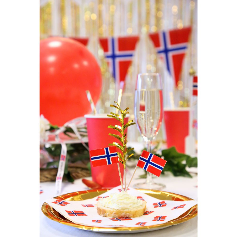 Cocktailflagg – Norsk flagg (50 stk) - Hilles.no