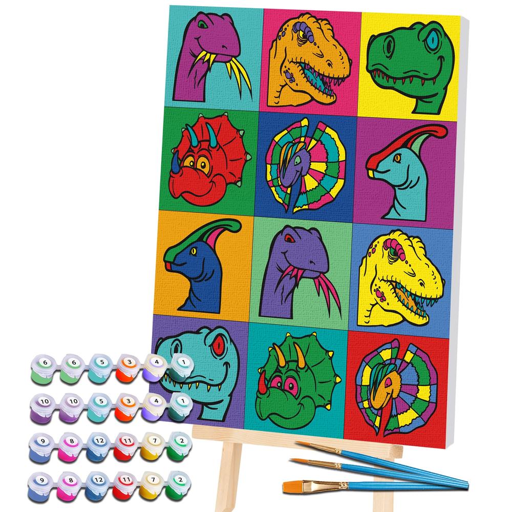 Mal etter Nummer: Dinosaur 40 cm x 30 cm