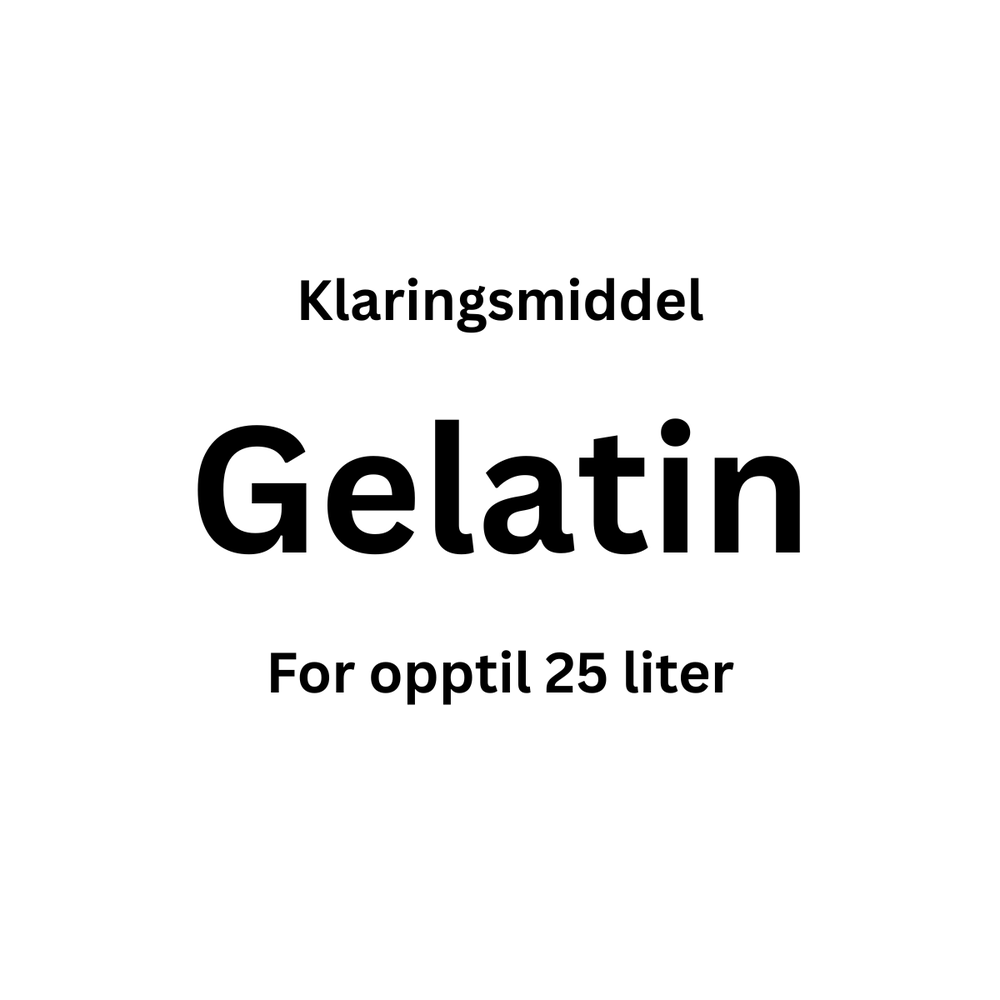 Gelatin klarningsmiddel for opptil 25L