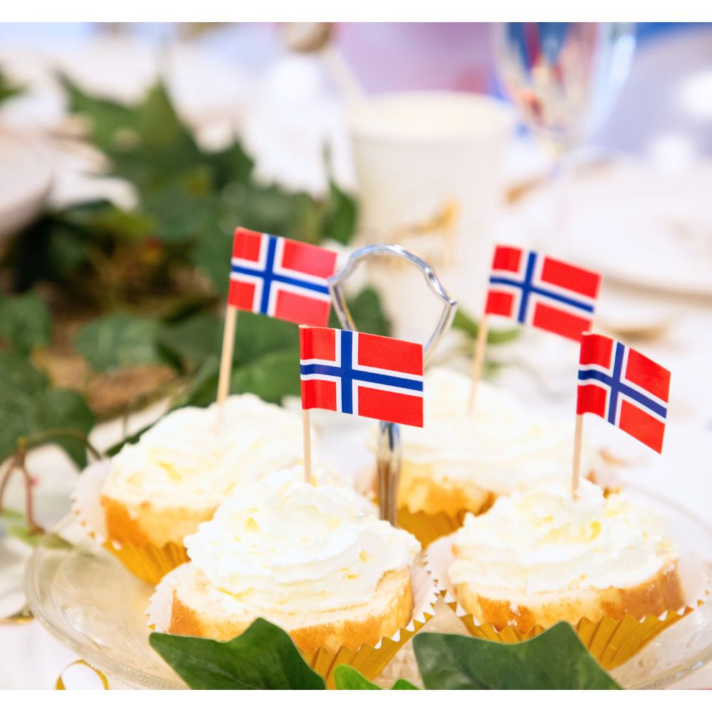 Cocktailflagg – Norsk flagg (50 stk) - Hilles.no