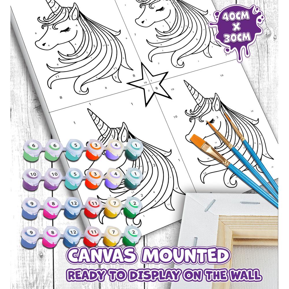 Mal etter Nummer: Unicorns 40 cm x 30 cm