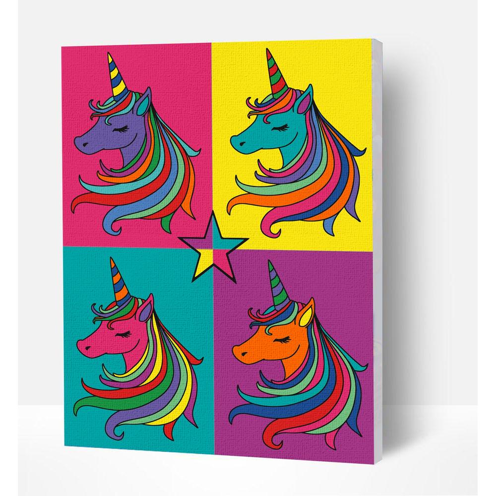 Mal etter Nummer: Unicorns 40 cm x 30 cm