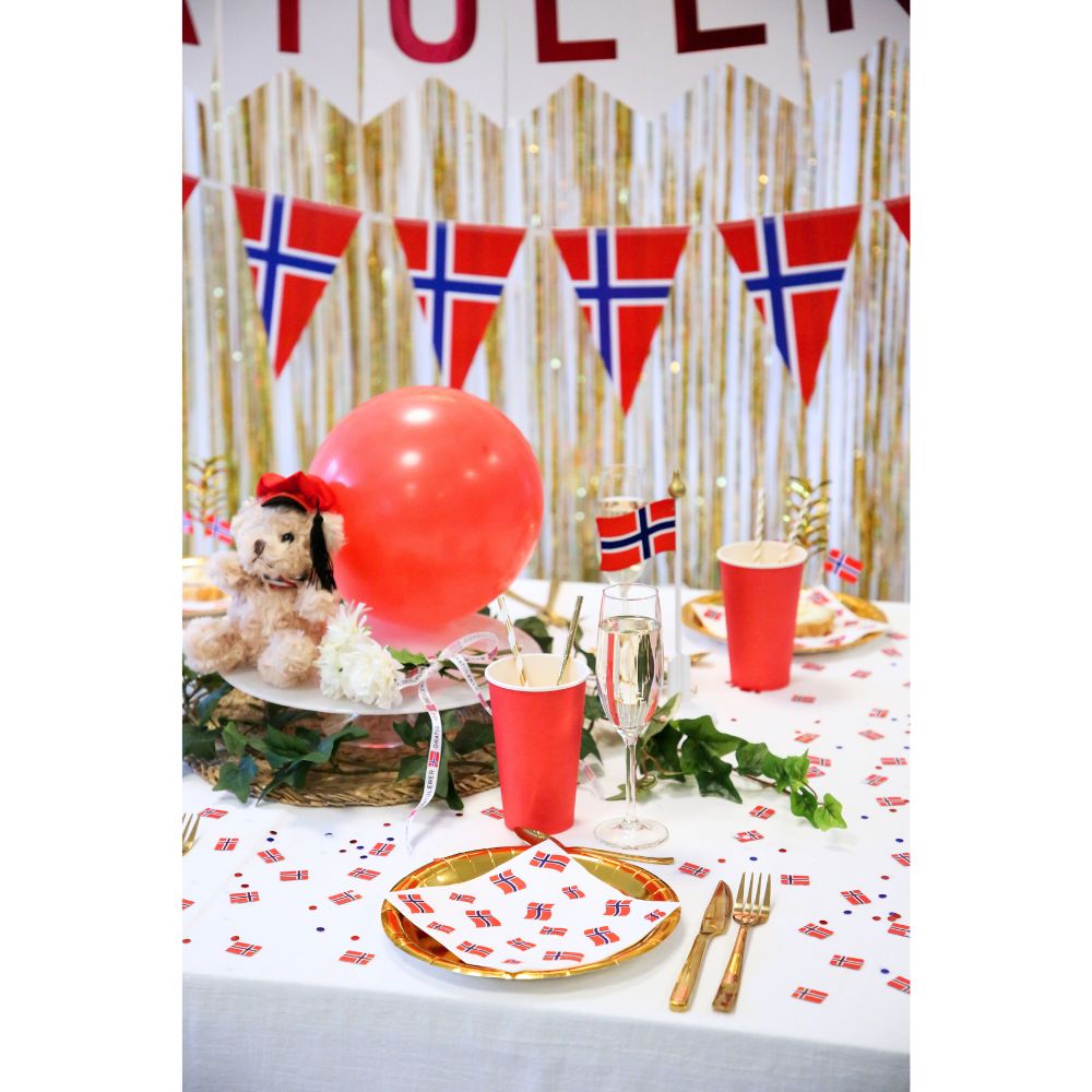 Papirservietter – Norge / 17. mai (16 stk, 33 × 33 cm utbrettet) - Hilles.no