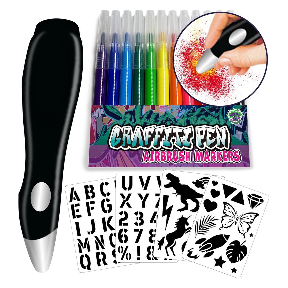 Splat Planet Airbrush Pen – graffiti-tusjer med stensiler