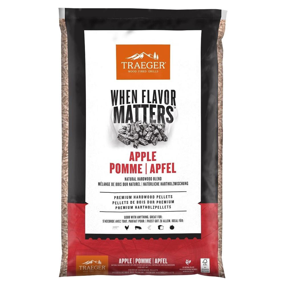 Traeger Apple Pellets 9 kg – mild fruktig grillsmak til svin, kylling og grønnsaker - Hilles.no