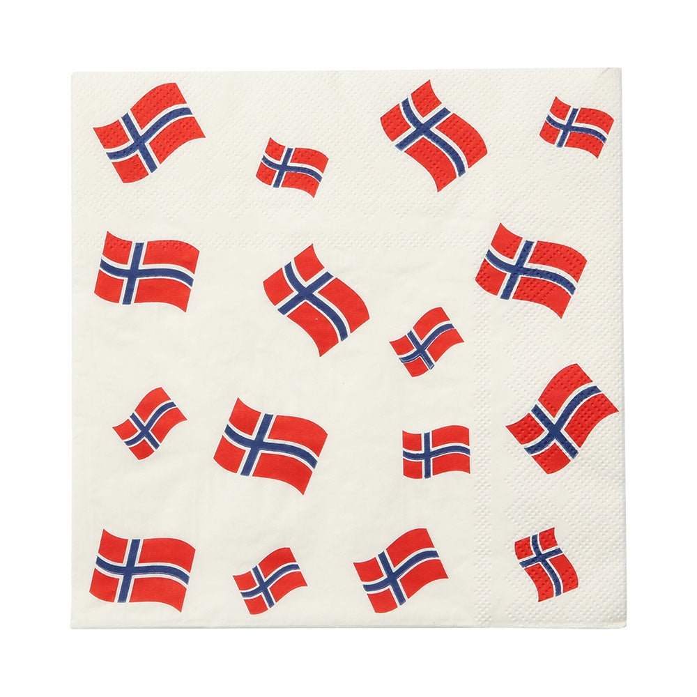 Papirservietter – Norge / 17. mai (16 stk, 33 × 33 cm utbrettet) - Hilles.no