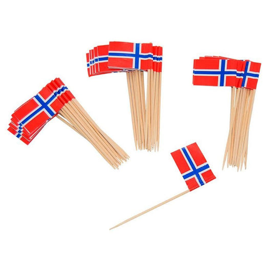 Cocktailflagg – Norsk flagg (50 stk) - Hilles.no