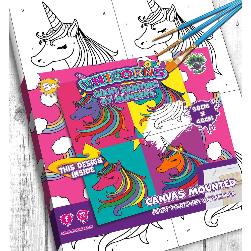 Mal etter Nummer: Unicorns 40 cm x 30 cm