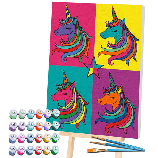 Mal etter Nummer: Unicorns 40 cm x 30 cm