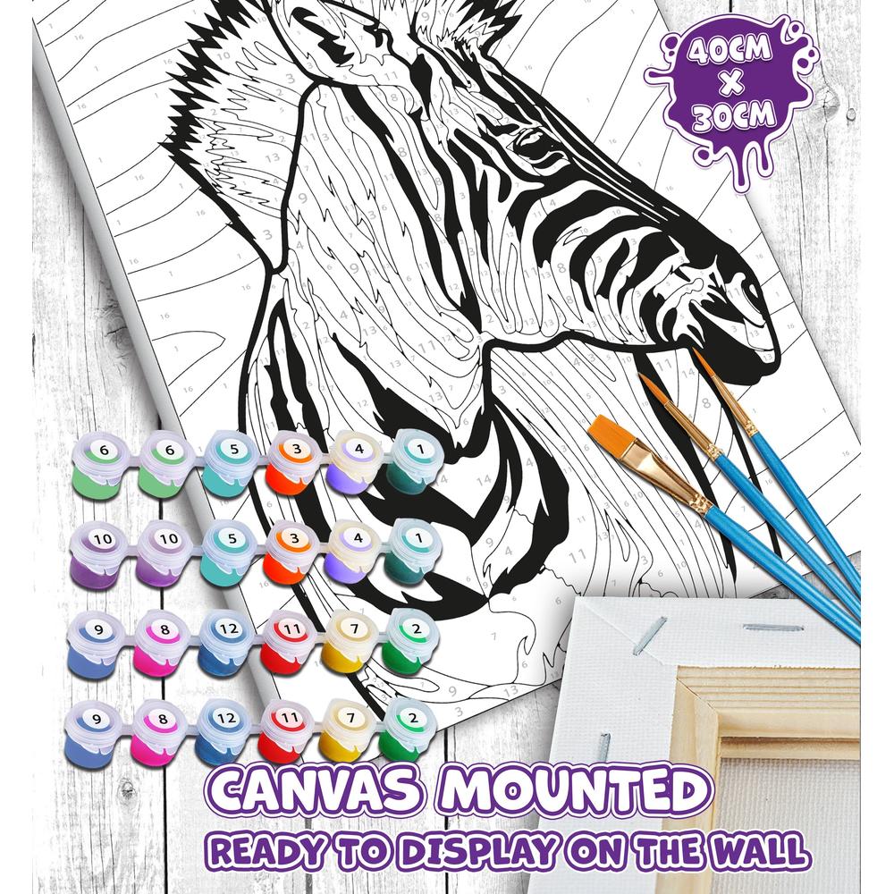 Mal etter Nummer: Zebra 40 cm x 30 cm