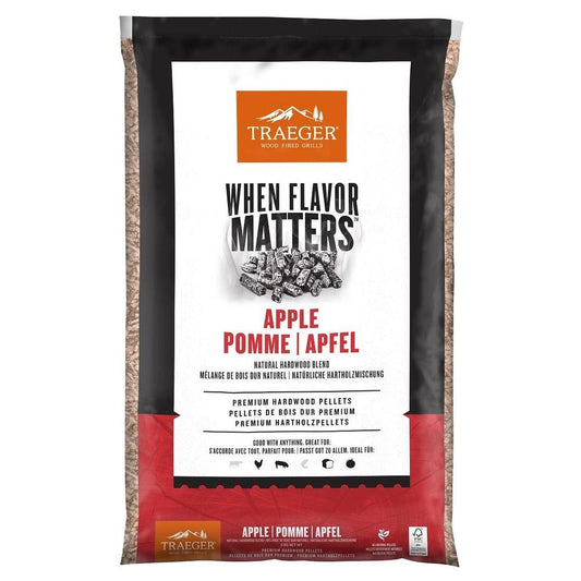 Traeger Apple Pellets 9 kg – mild fruktig grillsmak til svin, kylling og grønnsaker - Hilles.no