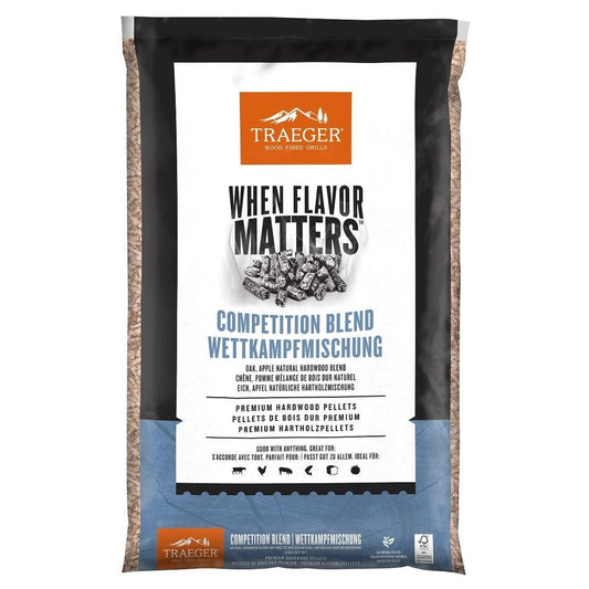 Traeger Competition Blend Pellets 9 kg – balansert røyksmak til alt du legger på grillen - Hilles.no