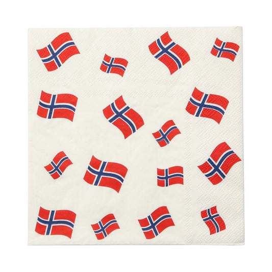 Papirservietter – Norge / 17. mai (16 stk, 33 × 33 cm utbrettet) - Hilles.no
