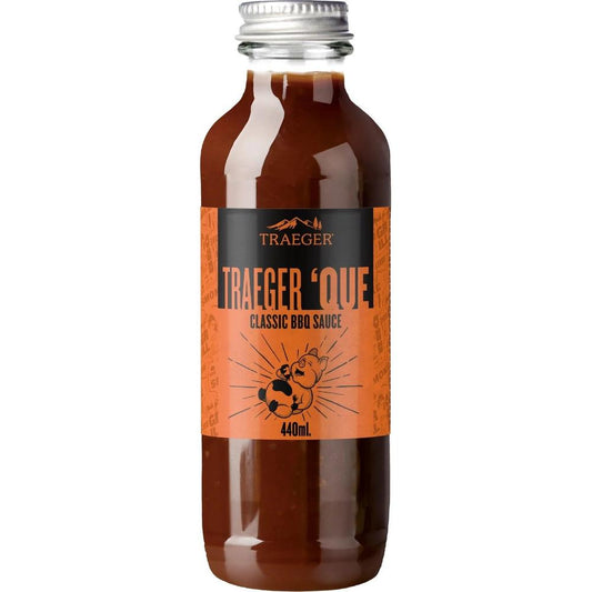 Traeger Que BBQ - saus 440 ml – klassisk grillsmak med sødme og røykaroma - Hilles.no